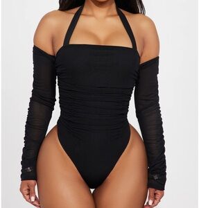 Elegant Black Halter Bodysuit